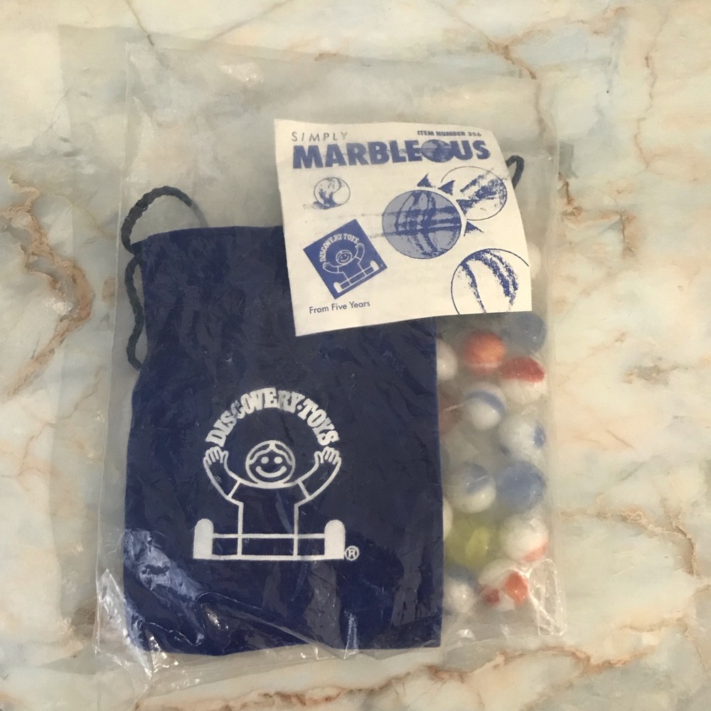 Discovery Toys Simply Marbleous Marble Set NEW Blue Drawstring Bag